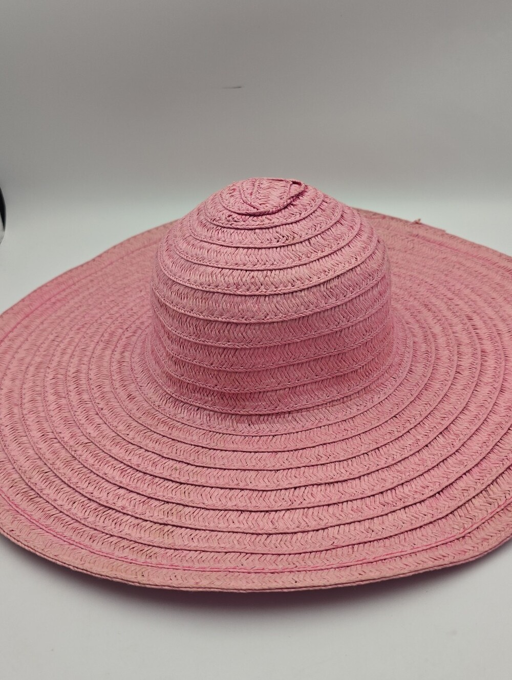 Women's Wide Brim Pink Paper/Polyester Braided Sun Hat
